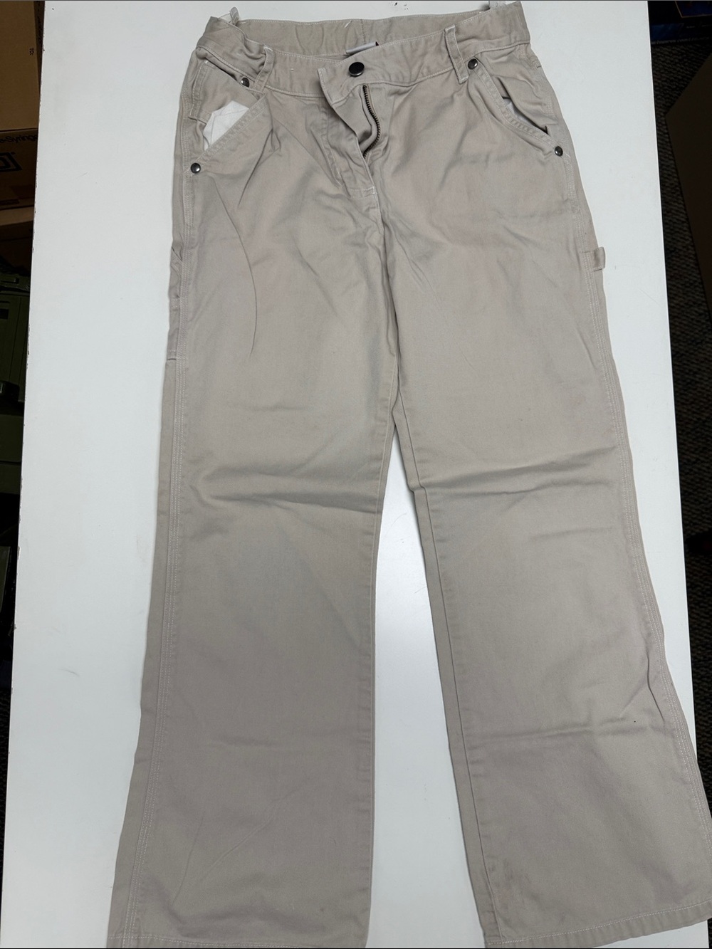 Talbots Beige Wide-Leg Jeans with Flared Hem